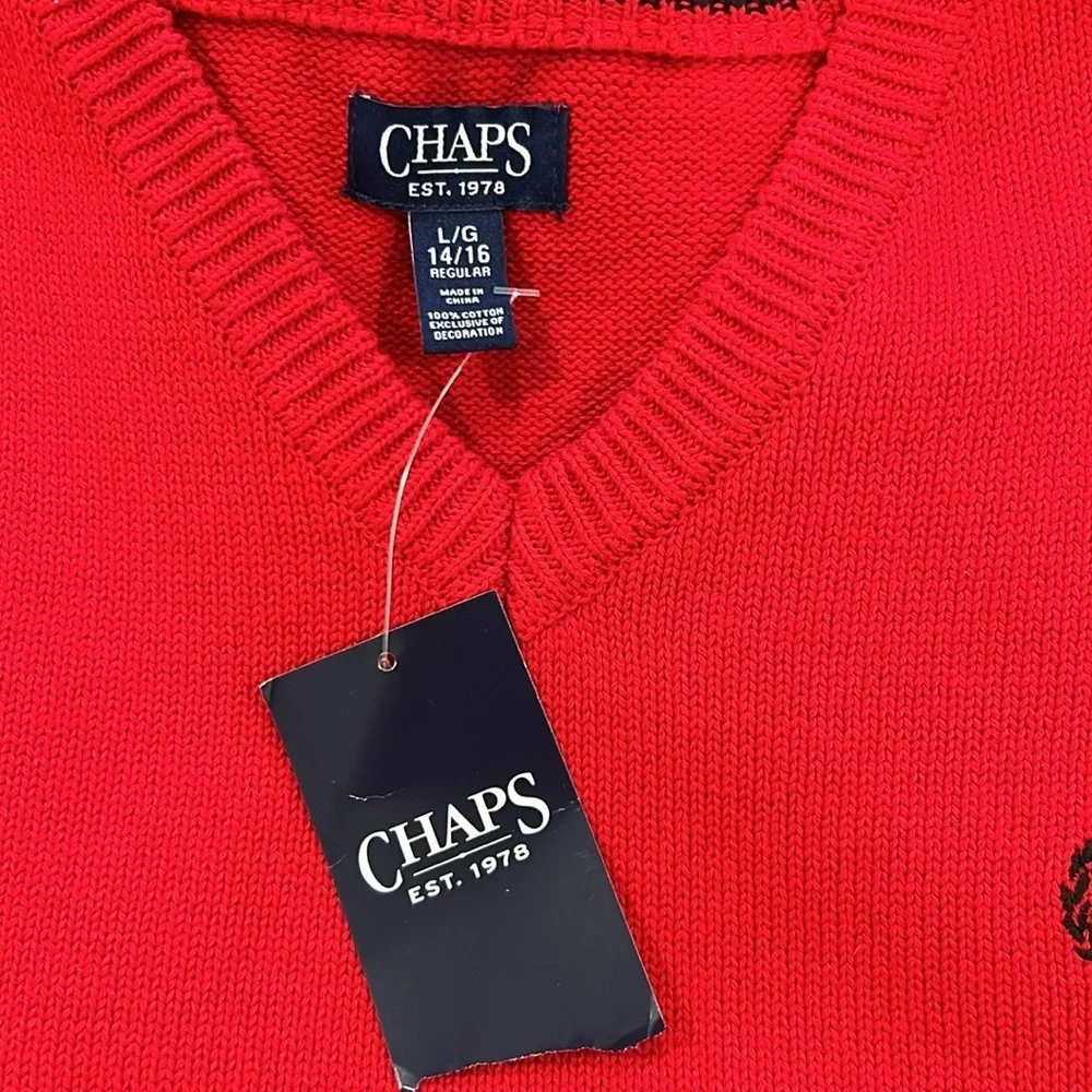 Chaps Boy’s Red Vest, Size Large (14/16), 100% cotton
